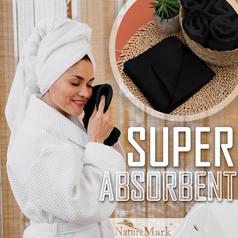 NatureMark Set of 10 Washcloths Made of 100% Cotton - Soft and Absorbent Face and Hand Towels - Practical for Bathroom and Kitchen - 30 x 30 cm, Black