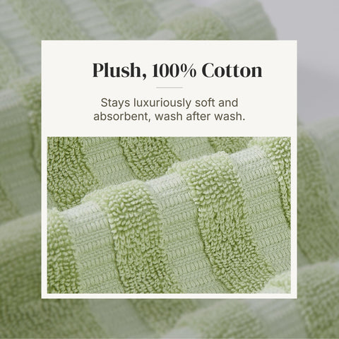 Pacific Coast Textiles 6 Pc Yarn Dyed Towel Organic Vines Sage Green, 6-Piece
