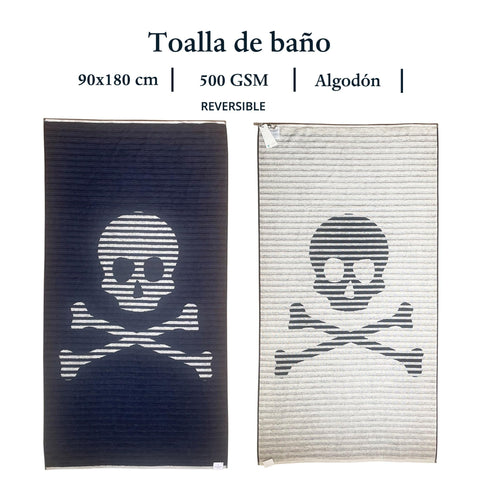 Scalpers Towel 90x180 cm 100% Cotton 500GSM Navy Blue with Logo and Stripes Home