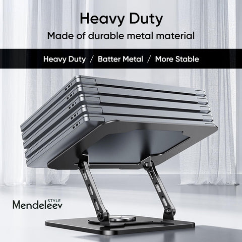 MENDELEEV STYLE Grey Laptop Stand for Desk with 360 Rotating Base Compatible with MacBook Pro/Air Notebook up to 16 Inches Computer Stand for Laptop