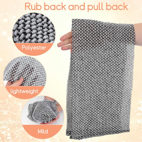 Healeved 2 Pack Japanese Wash Cloth Exfoliating Body Scrubber Towel Long Strip Back Shower Scrubber Washable Bath Back Cloth for Gentle Deep