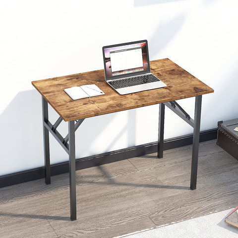 sogesfurniture Folding Table Office Study Writing Desk Computer PC Laptop Table Workstation Dining Gaming Table, No Install Needed, 100x60x75cm