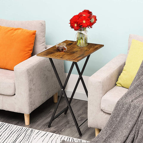 HOOBRO Side Table, TV Tray, Folding Snack Table for Eating at Couch or Bed, Sofa Laptop Table for Small Space, Living Room, Bedroom, Sturdy