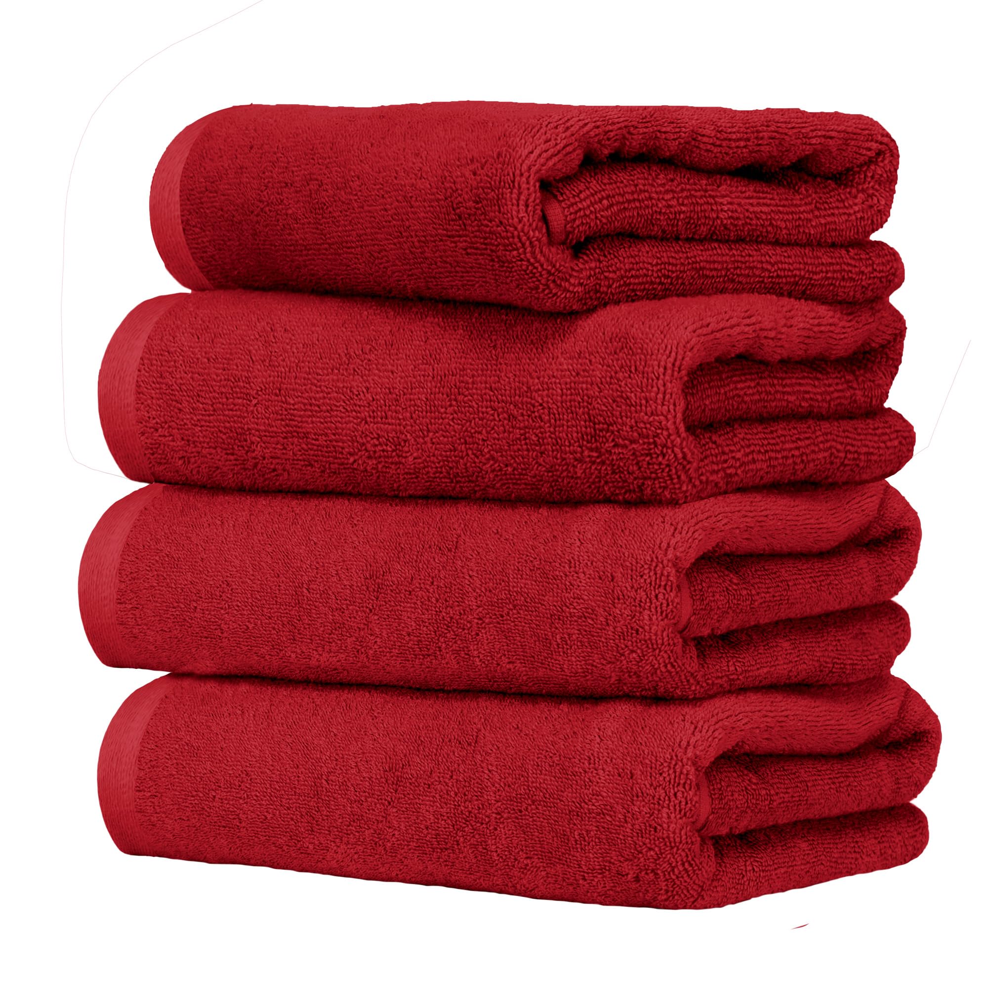 Ruggeri 4 Piece Guest Towel Set, 40x50 cm, Soft Cotton, Red