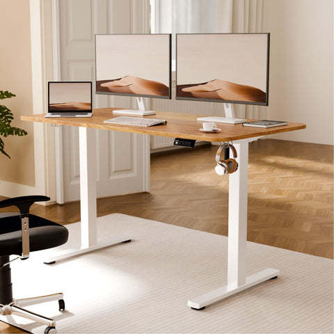 ERGOMAKER Electric Standing Desk Frame, Heavy Duty Steel, White