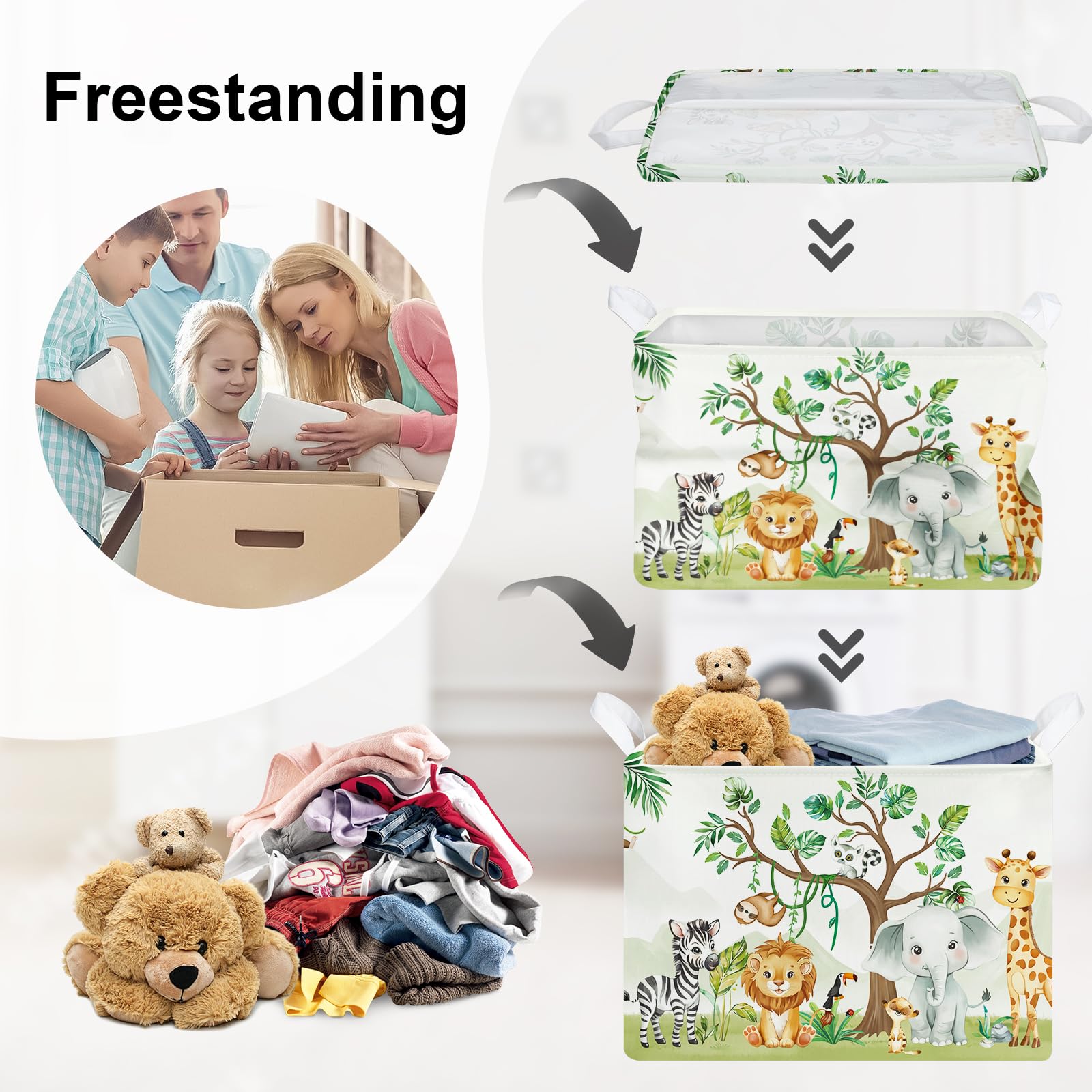HUUMONSS Foldable Laundry Hmaper Large Kid Toy Basket, 36L