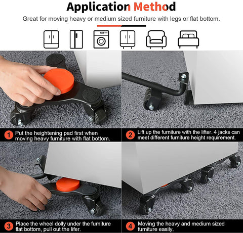 Ronlap 6-Inch Steel Tri-Dolly，3-Wheel Furniture Mover's Dolly with Lifer