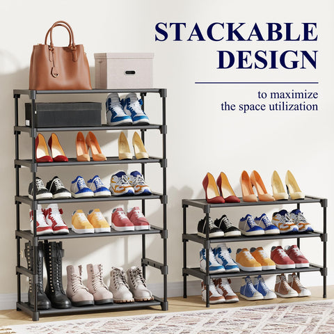 Kitsure Premium Non-Woven Shoe Rack Shelf, 70 x 30 x 62 cm, Black