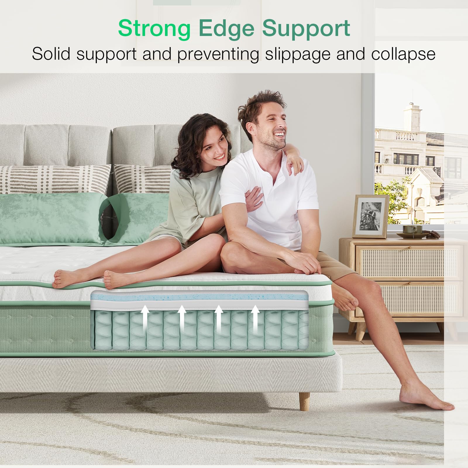 Novilla 3FT Single Mattress 9.8 Inch 3-Zone Gel Memory Foam Pocket Sprung Mattress