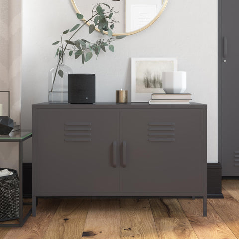 DHP Furniture Bradford 2 Door Metal Accent Cabinet Grey