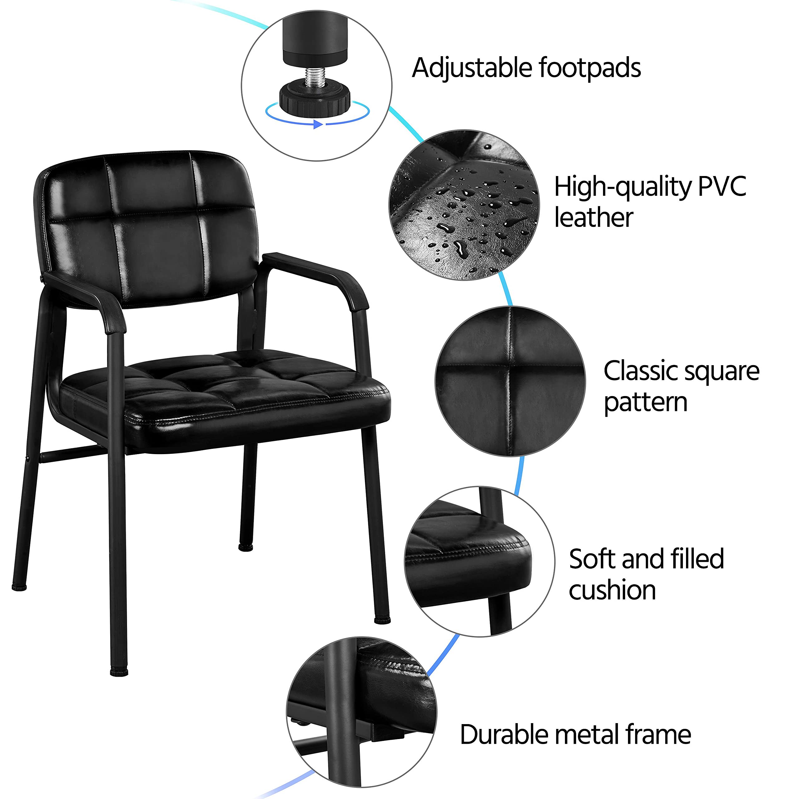 Yaheetech Dining Chairs Metal Armchair for Kitchen Home Seating, Black