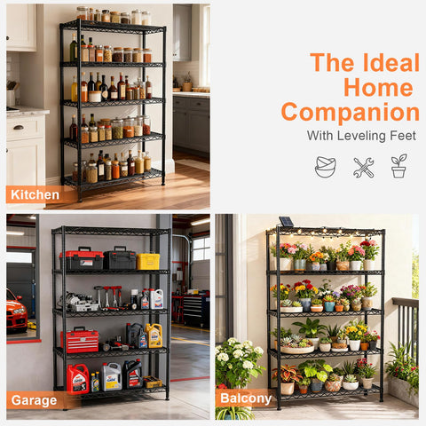 VANZBON 6-Tier Wire Shelving, Wire Shelving Unit (Black, 5-tier)