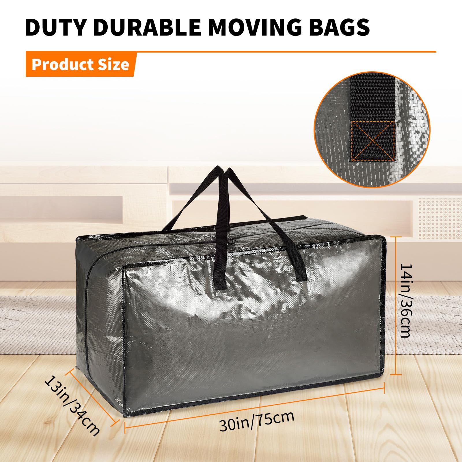 4 Pack Extra Large Heavy Duty Storage Boxes with Lids for Moving House, Big Folding Strong Moving Containers Box Bag for Clothes Underbed
