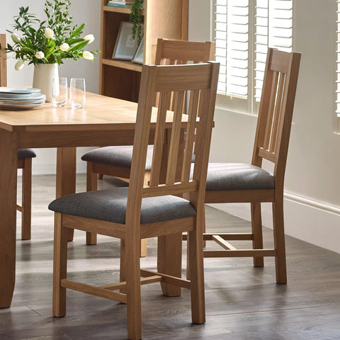 Julian Bowen Mallory Dining Chairs, Set of 2, Solid Oak - H105 x D52cm