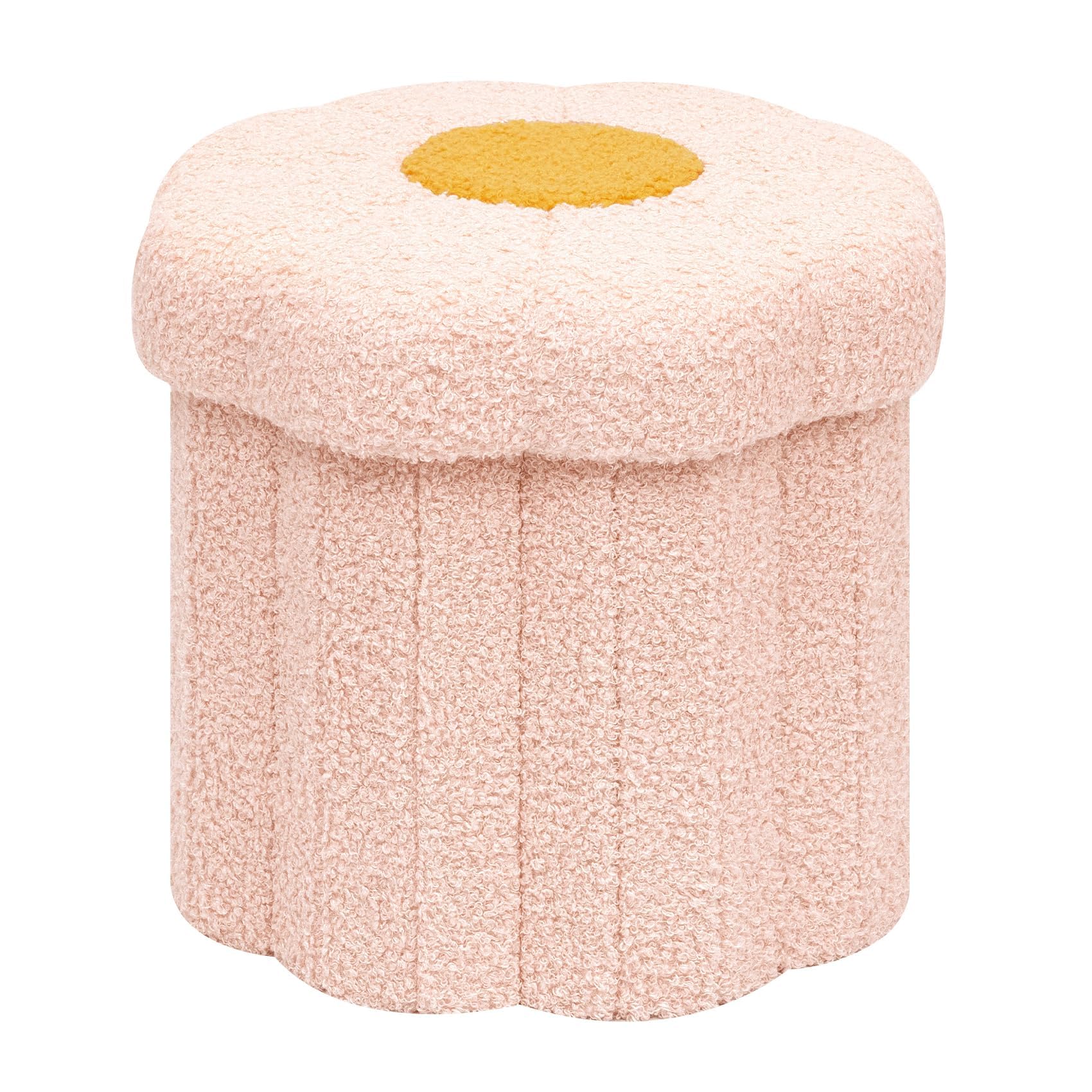 PINPLUS Small Folding Storage Ottoman with Lid, 32x32x29 cm, Pink