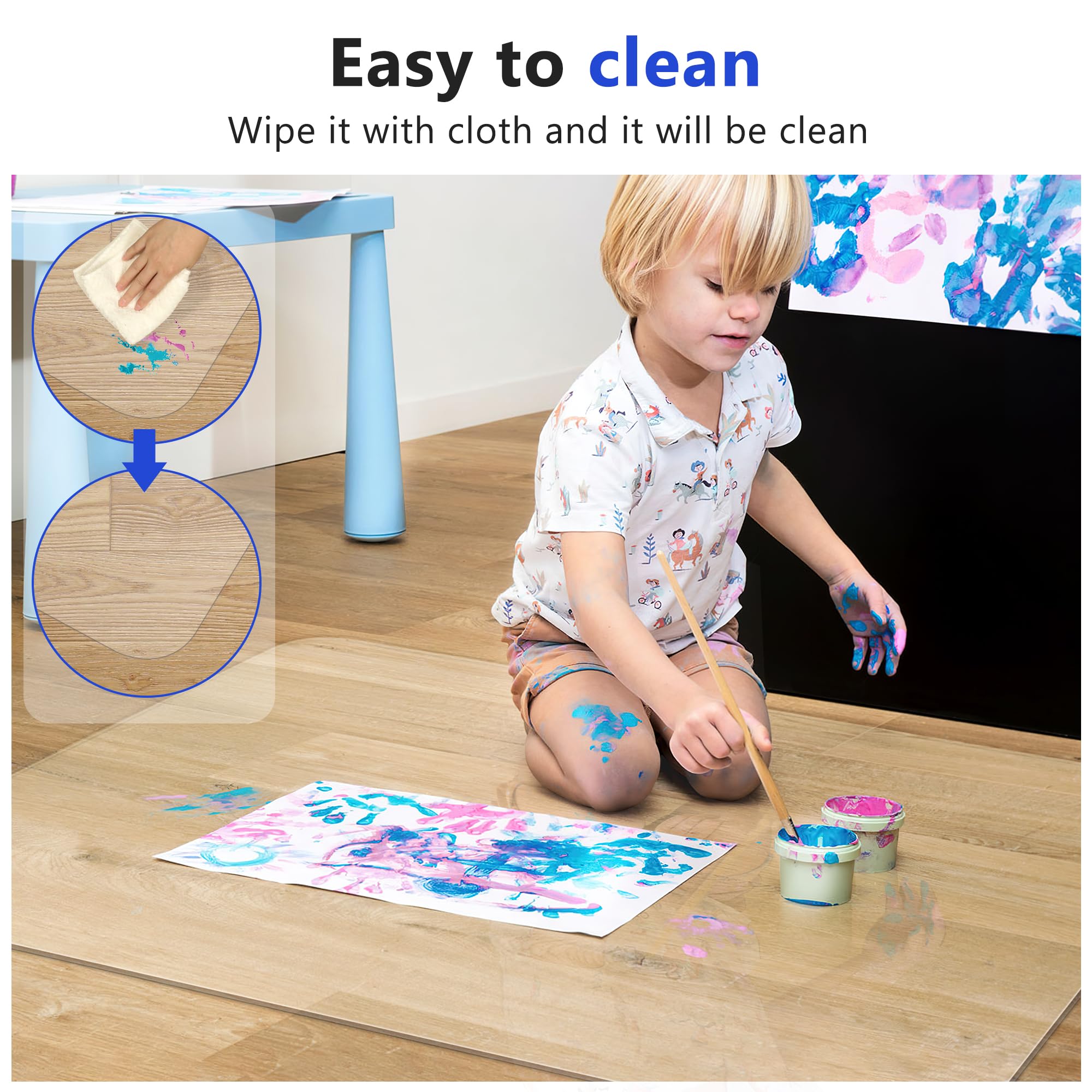 LeapYouth 90x120 cm Office Chair Mat for Hard Floors, Clear Computer Chair Mat, Wooden Floor Protectors for Rolling Chairs