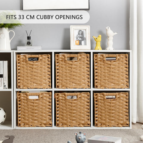 Mangata 31 cm Storage Cube Boxes for 33 cm Closet, Rattan Effect Storage Baskets, Wicker Woven Polyrattan Material Closet Organizer, 31x31x31 cm