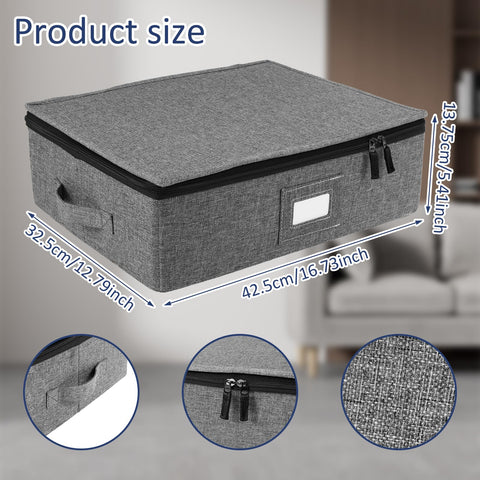 GWCYMYD Cup and Mug Storage Box with Dividers, Foldable Tea Cup Storage Box with Handles and Zipper Lid, Holds 12 Glassware Cups for Moving, Packing