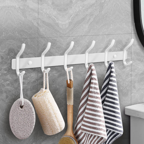 MEIJO Coat Hooks Wall Mounted, Coat Rack Wall Mounted Stainless Steel with 6 Hooks Heavy Duty Coat Hooks for Door, Bedroom, Bathroom, Kitchen
