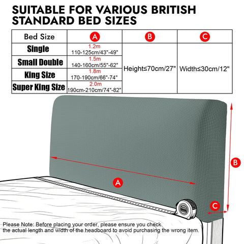 Niuoppy Bed Headboard Cover Fully Wrapped, Stretch Head Board Covers for Single Bed, Beds Headboard Protector Dustproof and Cat Scratch-proof