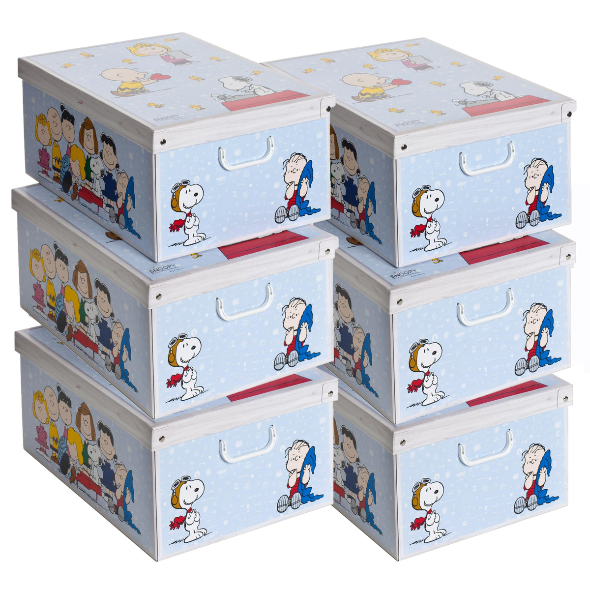 Lavatelli Set of 6 Cardboard Storage Boxes with Lid Peanuts 39x50x24cm