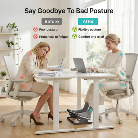 PEGZONE Footrest for Under Desk with Massage, Adjustable Tilt, Steel Base