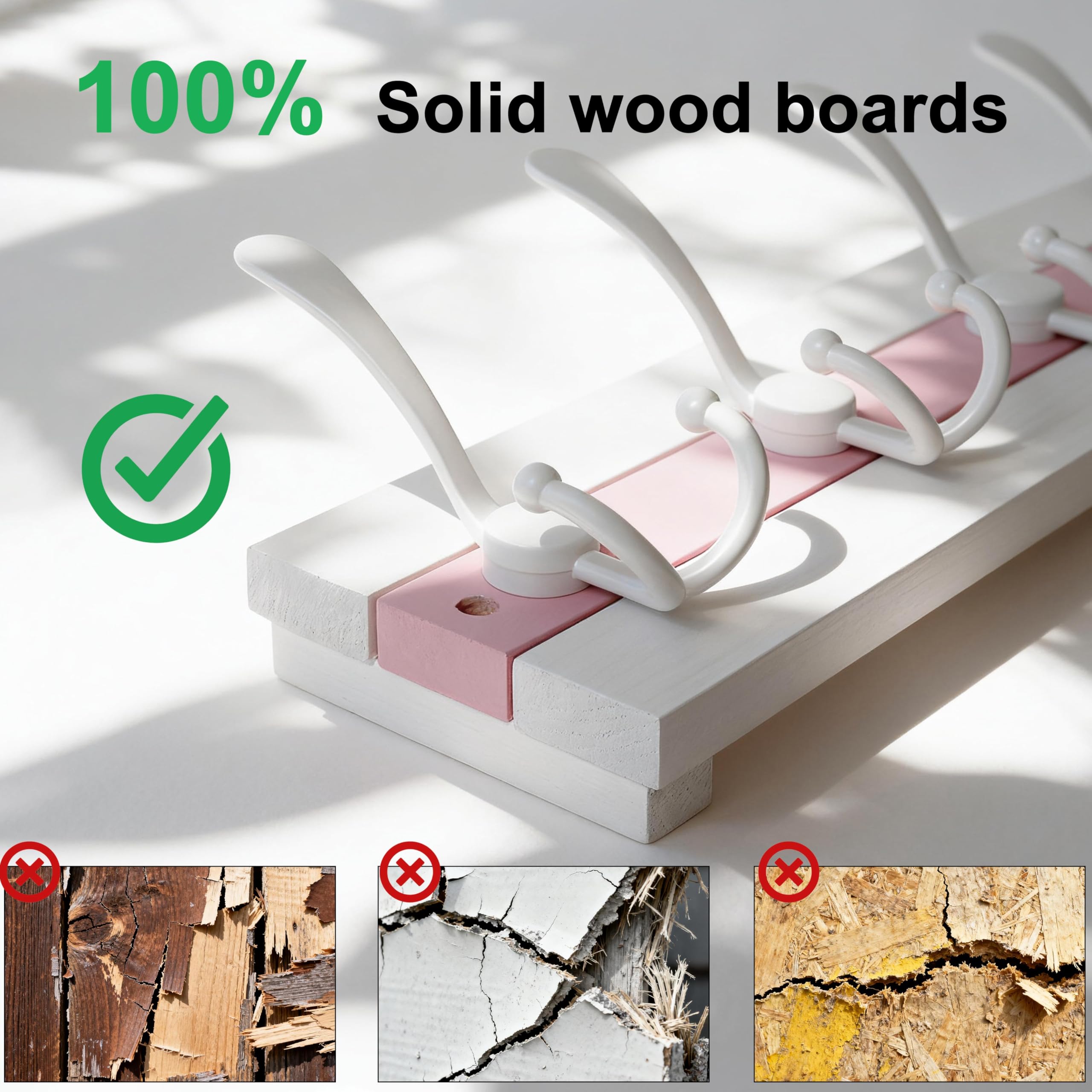 SKOLOO Coastal Wall Mounted Coat Rack - 16-7/8" Beach House Entryway Wooden Coat Hook with 5 Hooks for Hanging Coats, Hats or Towels