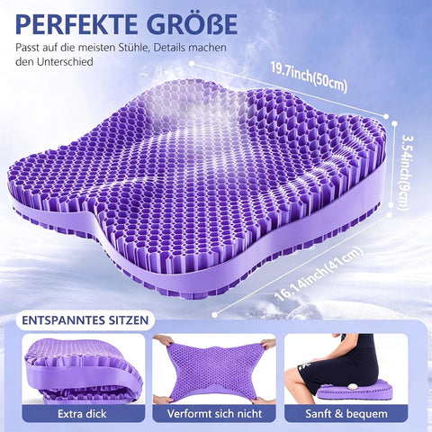 19.7in Thicken Gel Seat Cushion Pressure Relief for Long Sitting