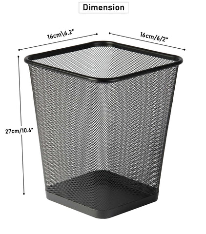 Best House | Metal Mesh Bins | Square | 9 Litres | BLACK | Pack of 1 | Metal Wire Waste Basket Paper Bin | Lightweight and Sturdy Rubbish Bin