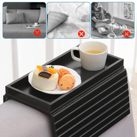 YOZAIUUI Wooden Foldable Sofa Arm Tray - Anti Slip Armrest Backing
