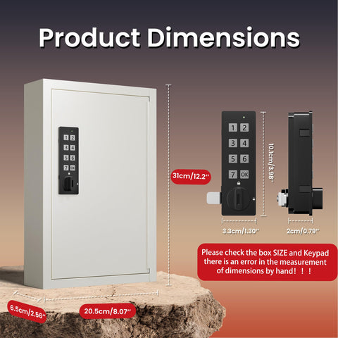 Grimtron Electronic 40 Key Safe Wall Mounted, Beige Key Lock Box With Code
