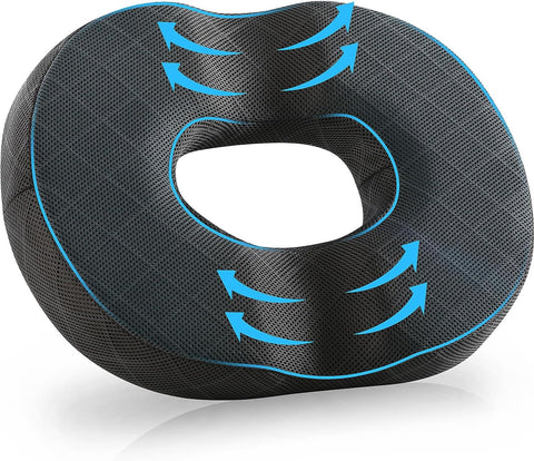 SKYNY Gel Donut Cushion for Hemorrhoids, Coccyx & Tailbone Pain Relief Donut Pillow– Orthopedic Memory Foam Ring Seat Cushion for Office Chair