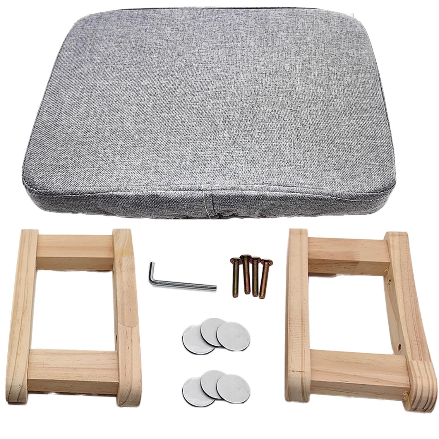 Foot Stool, Pouffe Footstool with Removable Cover, Linen Fabric Small Footstool with Cushion