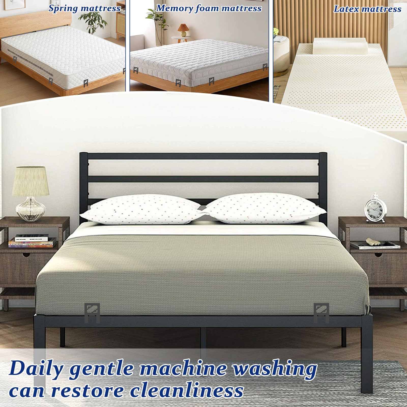 6Pcs Mattress Gaskets for Bed Frame, Adjustable Non Slip Mattress Holder in Place Gripper Heavy Duty Mattresses Retainer Bar Stoppers to Prevent