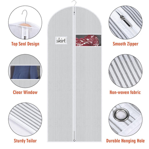 Univivi Garment Bag for Dresses, 60 inch Clothes Covers, 5 Pack, White