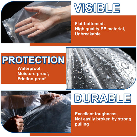 5-Pack Jumbo 100x150cm Clear Plastic Storage Bags with Ties, 2 Mil Heavy-Duty Protection for Oversized Items, Car Seats, Strollers, Suitcases