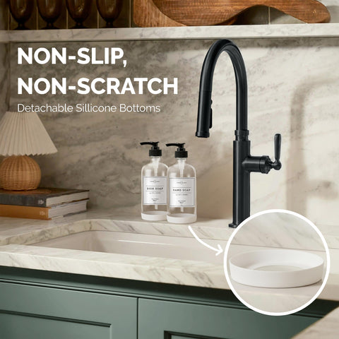 Vine Creations Clear Glass Soap Dispenser, 2 Pack Kitchen Soap Dispenser Set with Rustproof Pump