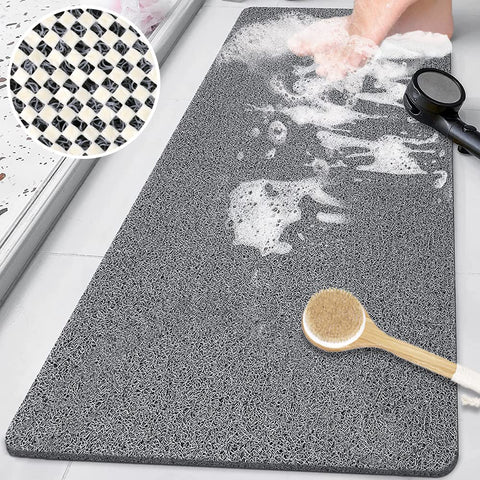 Shower Mat (80 x 40 cm), Non Slip Bath Mats for Inside Bath, Anti Mould Antibacterial PVC Loofah Shower Mat