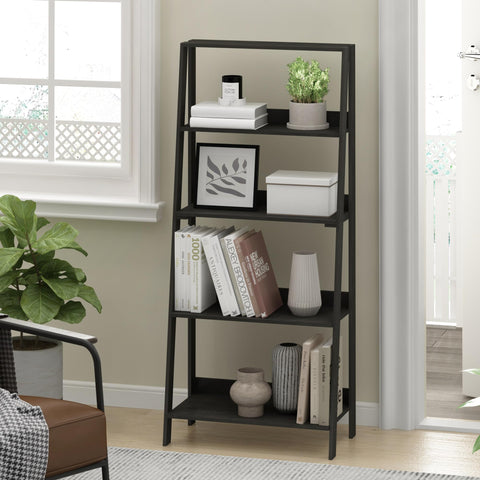 Furinno LADDER Book Shelf, 5-Tier Ladder Shelf, Bookshelf, Display Storage Shelves, 13 x 23.6 x 53.5, for Living Room, Home Office, Espresso