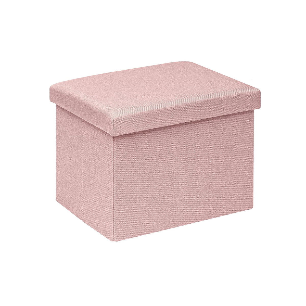 Bonlife Ottoman Storage Box - Foldable Rectangular Footstool for Living Room, Kids Toy Chest with Lid, Multi-Use Seat & Storage, Pink, 42x32x32 cm