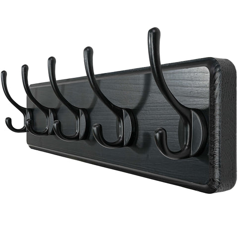 WEBI Coat Rack Wall Mount,Coat Hanger Wall,16" Hole to Hole,Coat Hooks Wall Mounted,Hook Rack,5 Hooks for Hanging