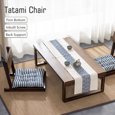 Bamboo Portable Floor Chair, Smoothly Polished Tilt Backrest Tatami Chair, Japanese Legless Floor Seat Chair