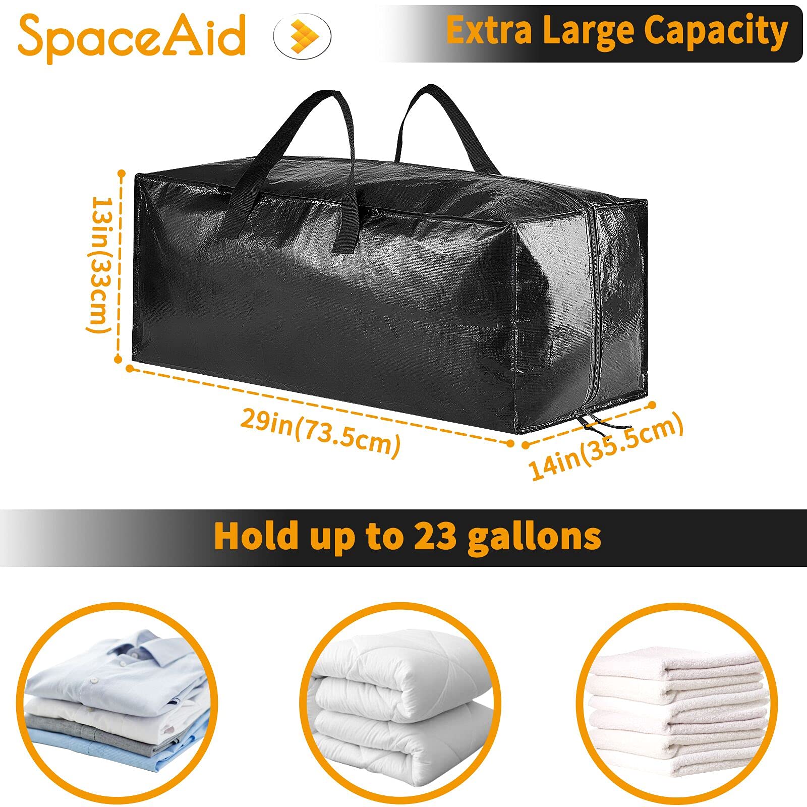 SpaceAid Heavy Duty Moving Bags, Extra Large Storage Totes W/Backpack Straps Strong Handles & Zippers, Alternative to Moving Boxes