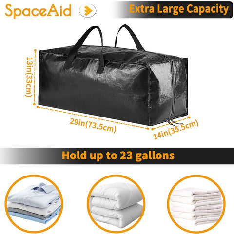 SpaceAid Heavy Duty Moving Bags, Extra Large Storage Totes W/Backpack Straps Strong Handles & Zippers, Alternative to Moving Boxes