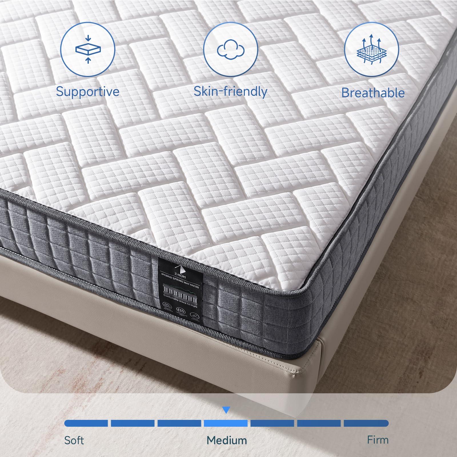 Z-hom Double Mattress, 20cm Deep Value Hybrid Mattress, Medium | Soft Feel | Quality Comfort at Budget Prices Sleep Types