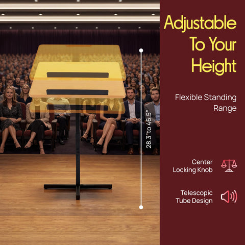PYLE Portable Floor Lectern Podium Stand-Height Adjustable Steady Standing Design Teacher Speaker Lecture Classroom Presentation Stand