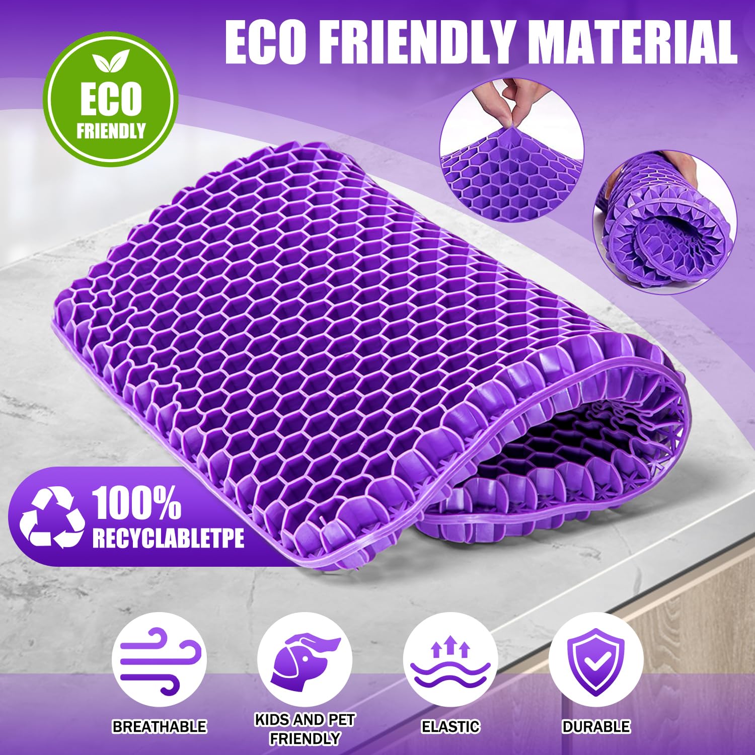 Vmingo Gel Seat Cushion, Breathable Honeycomb Design Egg Gel Cushion,Double Thick Big seat Cushion,Ergonomic Support Pressure Cushion