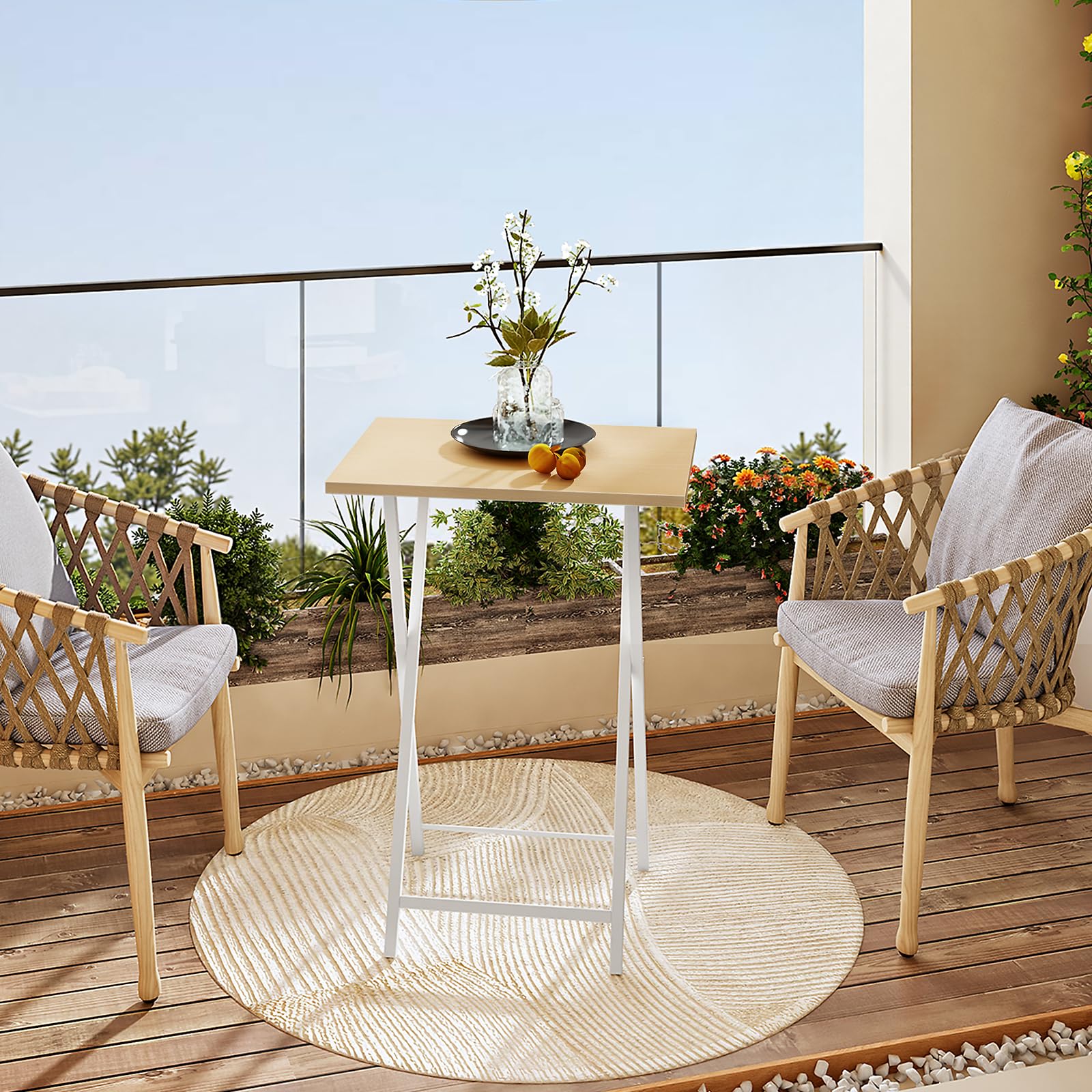 HOOBRO Side Table 2 Set, Folding Tables, TV Tray Table for Eating, Small Sofa End Laptop Drinks Coffee Tables for Small Space, Living Room