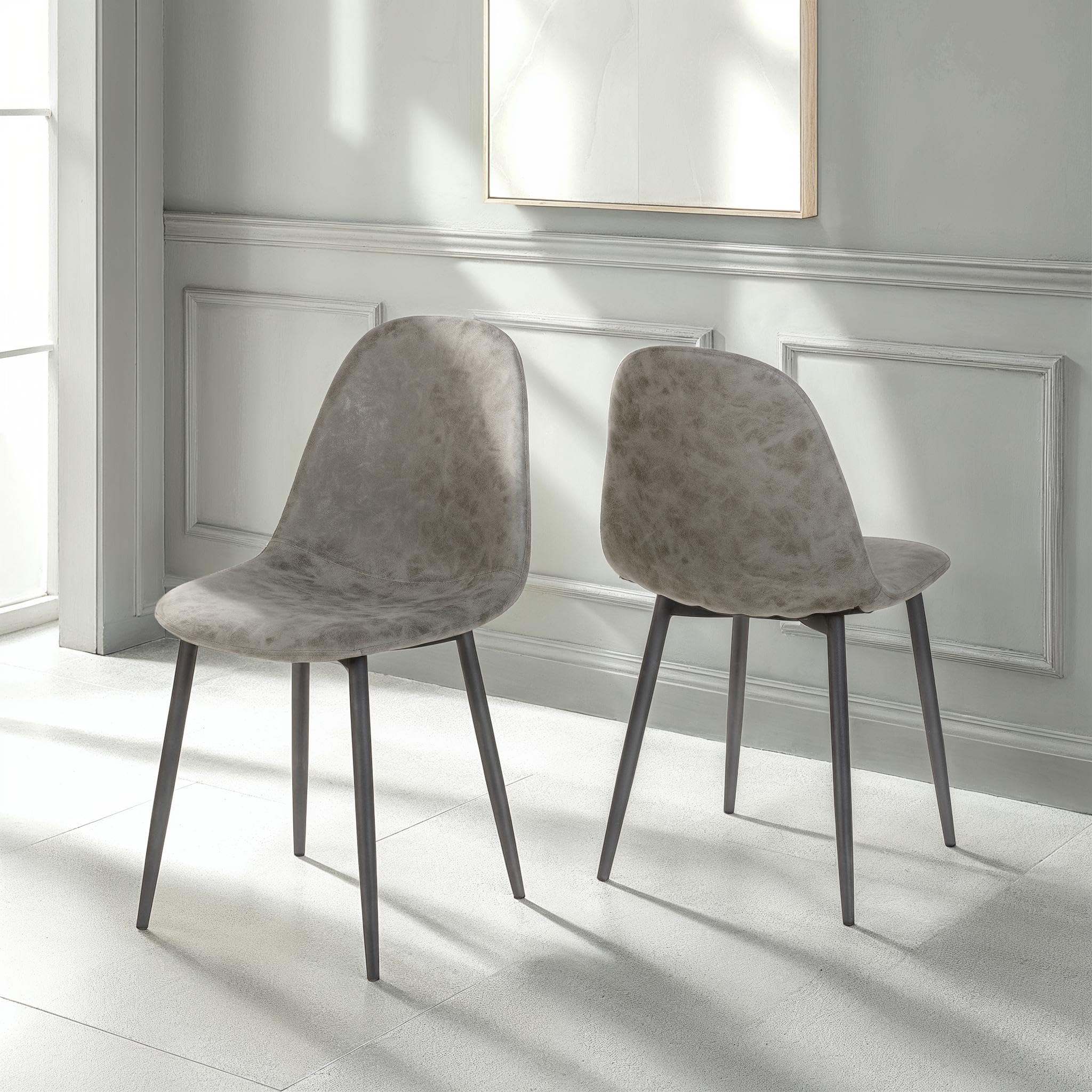 Seconique Athens Dining Chair Set of 2 in Grey Pu