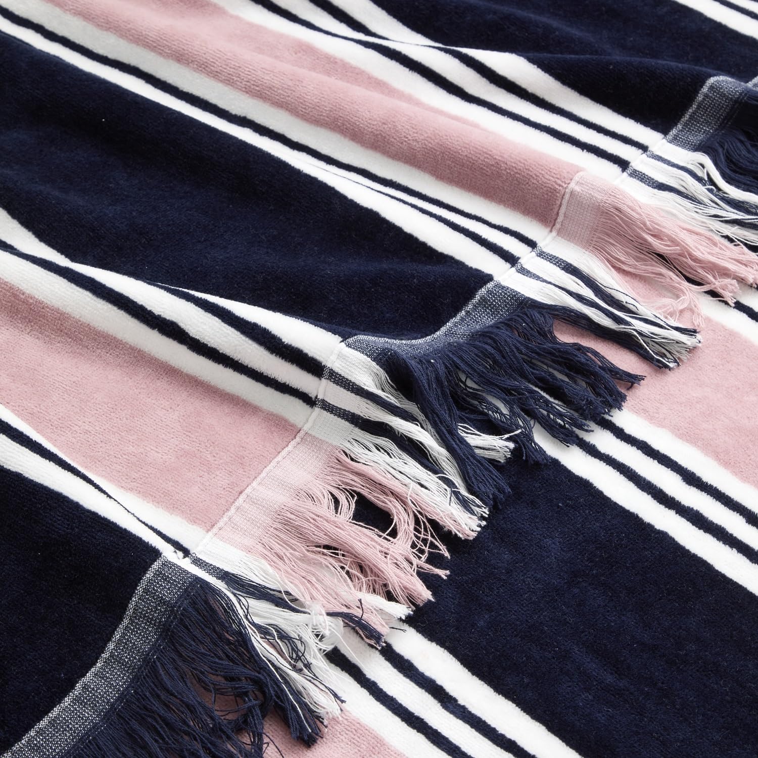 Christy College Beach Towel | 500 GSM | Sand Free | 100% Cotton | Yarn-dyed striped beach towel | Quick Dry Towelling Rear | 100cm x 180cm | Navy Blue